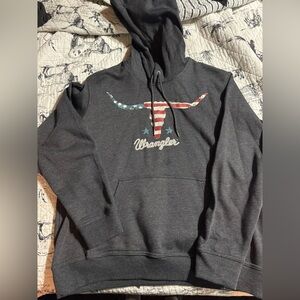 Wrangler Men's Charcoal Hoodie with Patriotic Design